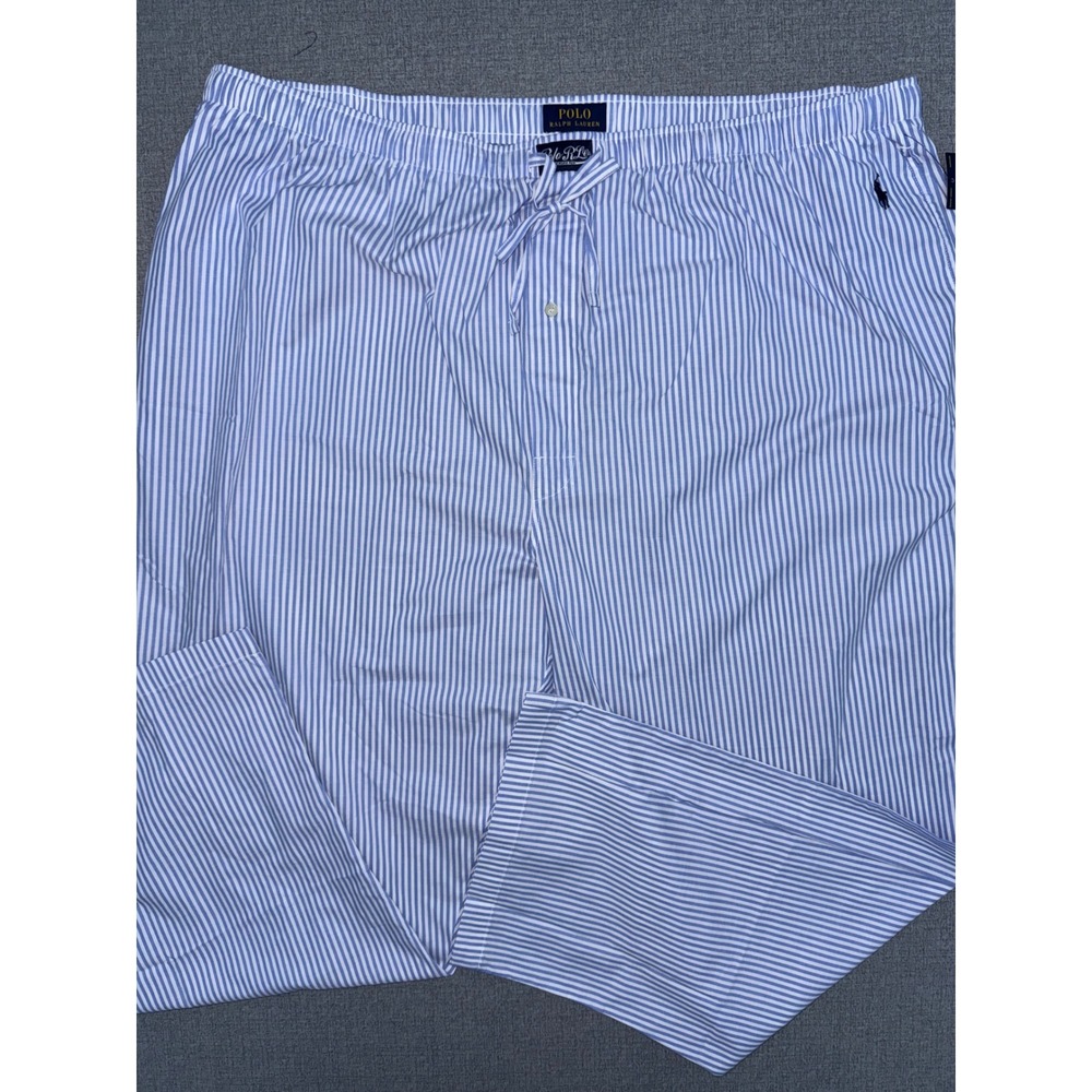 NWT Polo Ralph Lauren 3XL  Pajama Pants Blue White Striped Cotton Sleepwear